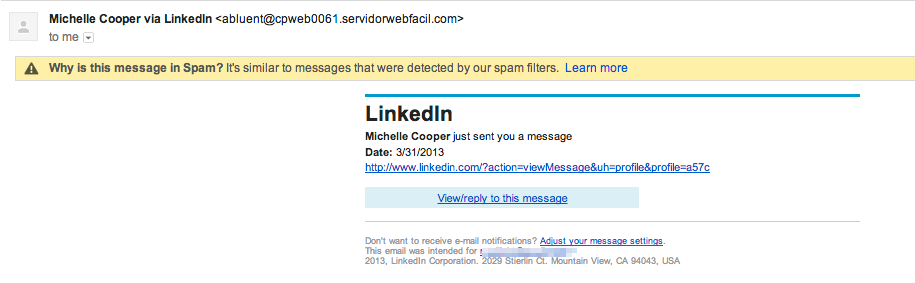LinkedIn scam en malware mail