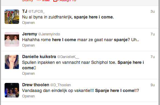 Twitter Vakantie Bericht