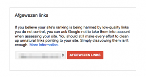 Afgewezen links in de Disavow backlink tool